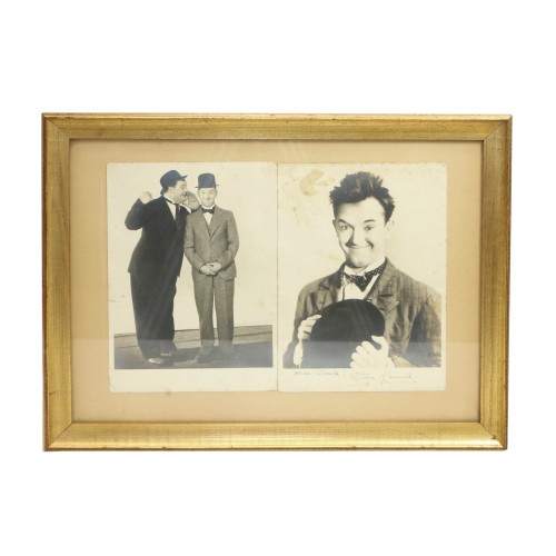 Retrato de los actores Stan Laurel & Oliver Hardy. Incluye firma original de Stan Laurel